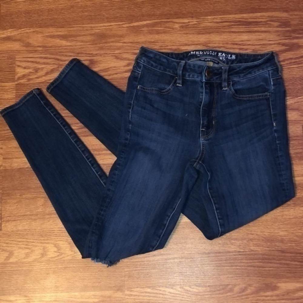 American Eagle 360 Super Stretch Dark Blue Denim Jeans 0 Regular